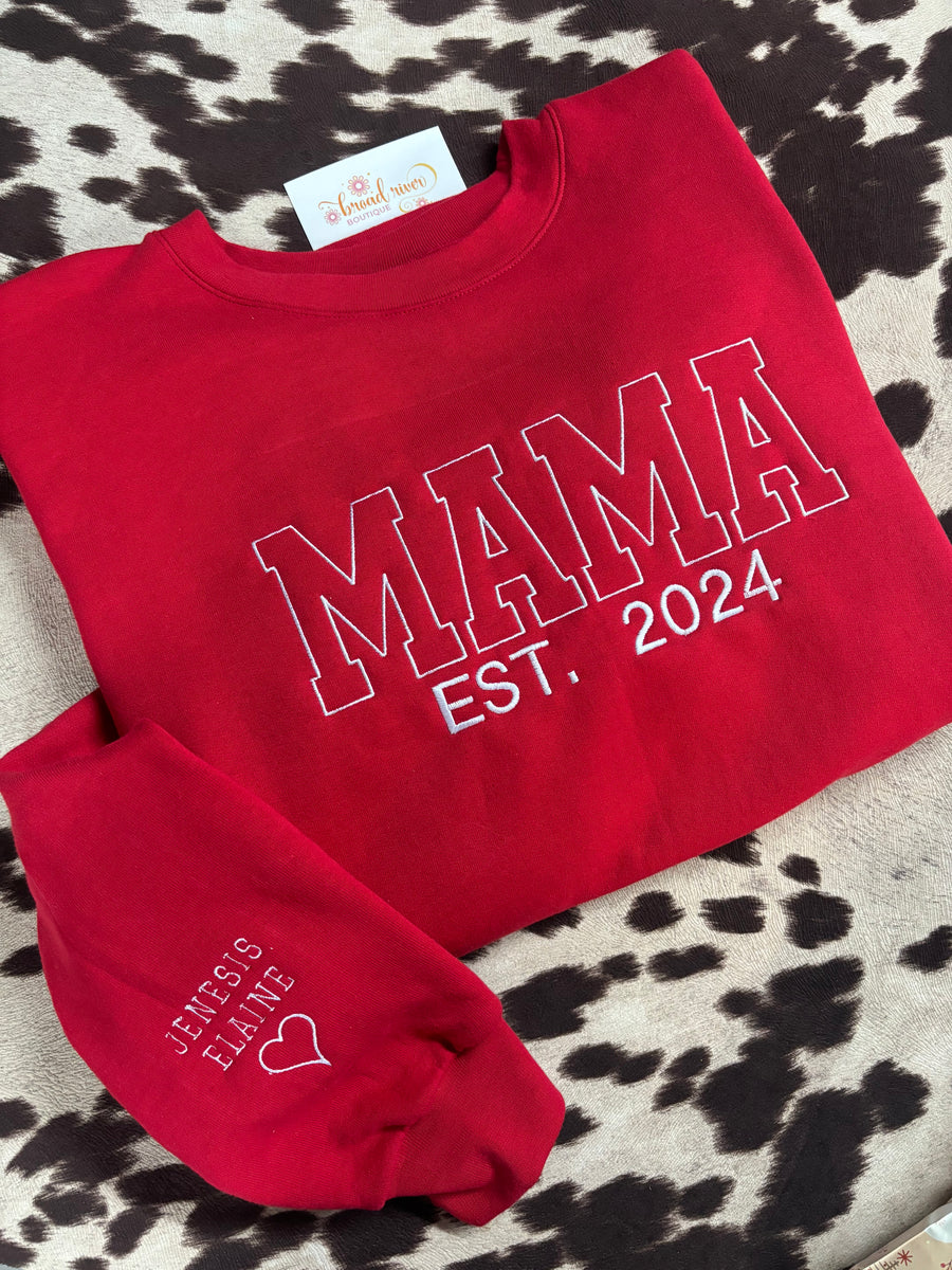Mama with Sleeve Embroidered Sweatshirt – Broad River Mama with Sleeve Embroidered Sweatshirt – Broad River