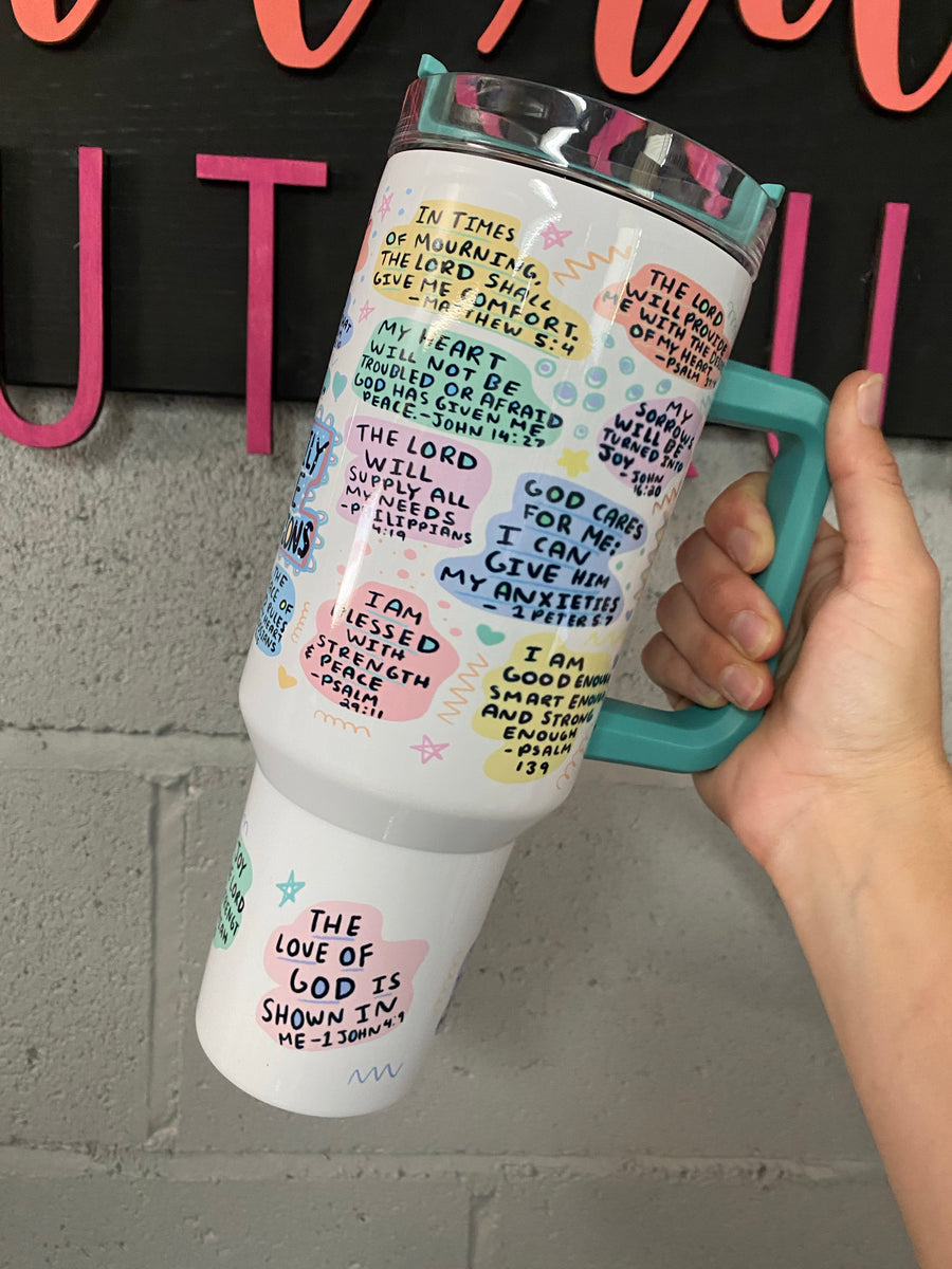 40oz I Am Bible Verses Handled Tumbler (Summer Launch) – Beautified Chaos