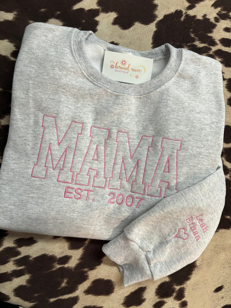 Mama with Sleeve Embroidered Sweatshirt