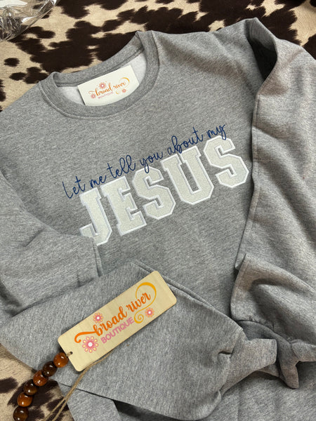 Jesus Glitter Embroidered Sweatshirt