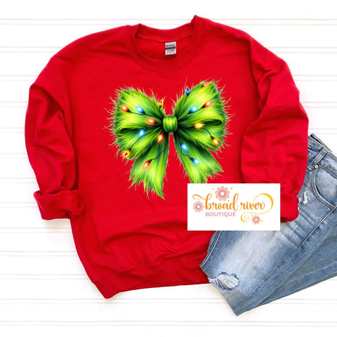 Green Christmas Bow Sweatshirt