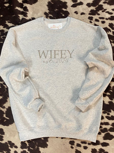 Wifey Embroidered Sweatshirt