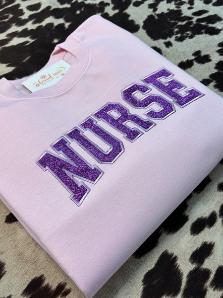 Glitter Nurse Embroidered Sweatshirt