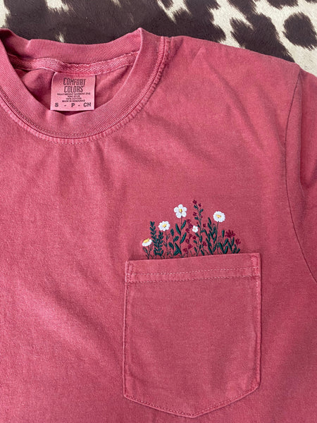 Wildflowers Embroidered Pocket Tee