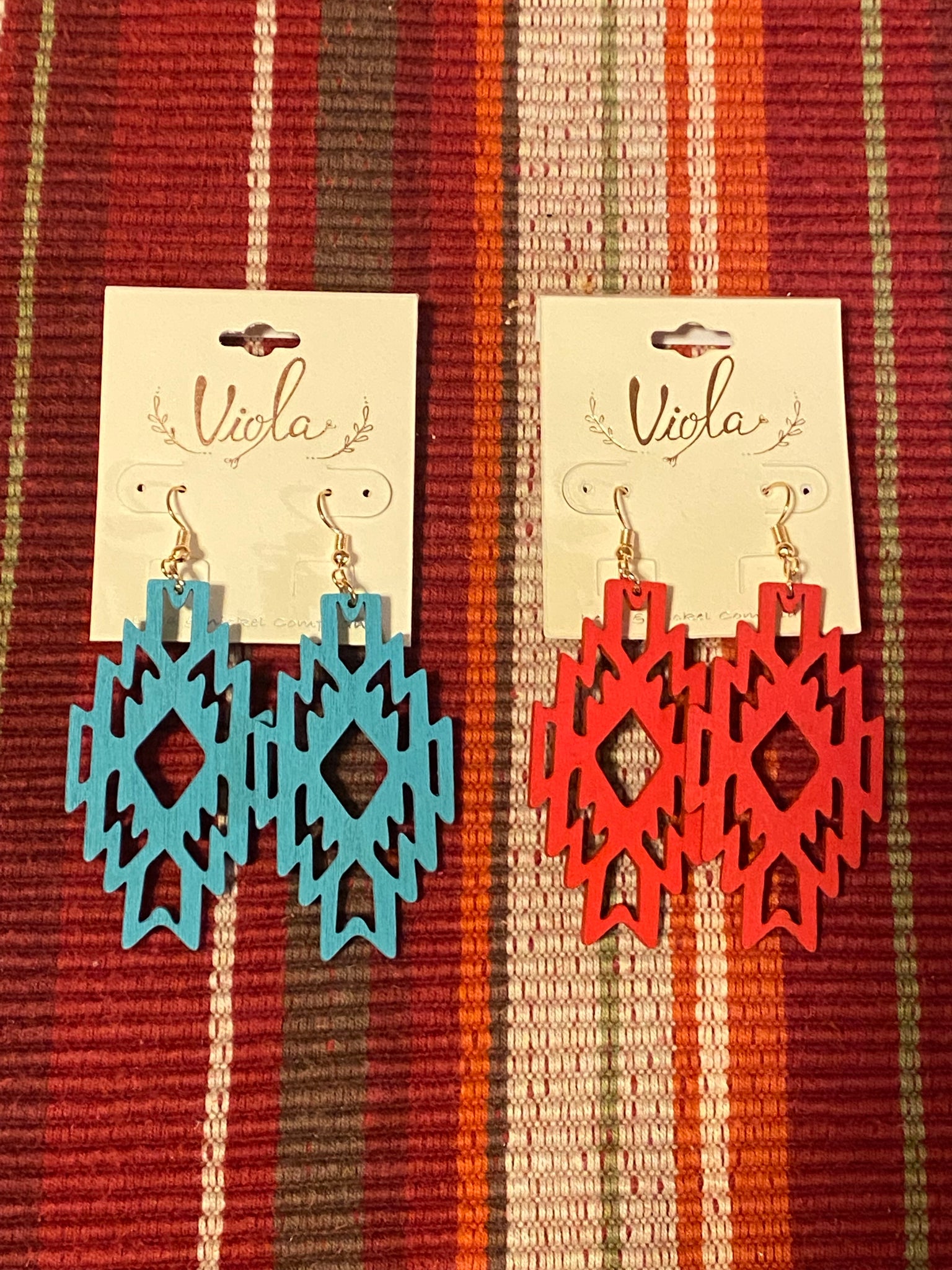 “Aztec Style” Wooden Earrings