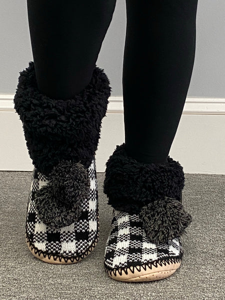 “Black & White Plaid” Booties