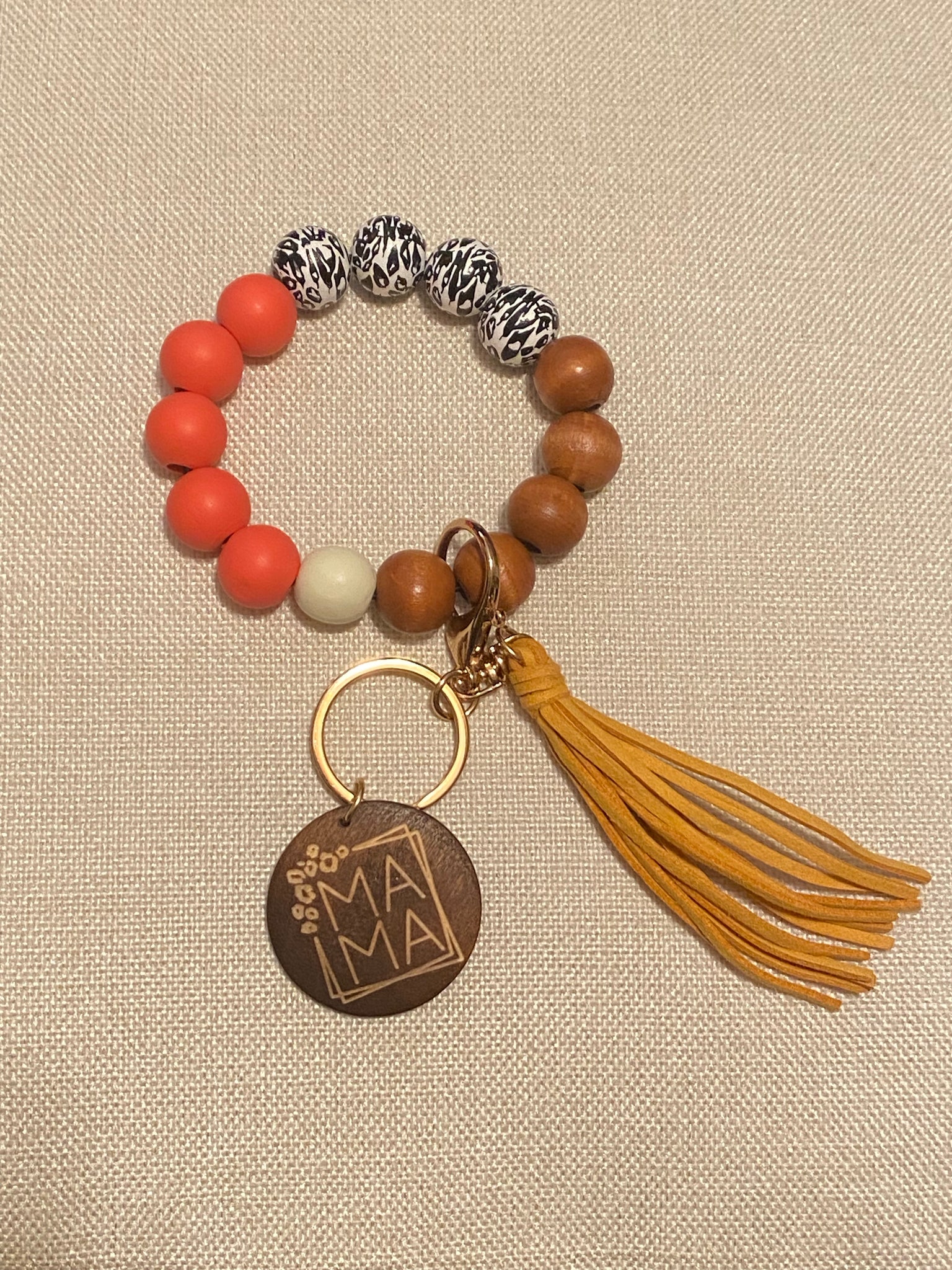 “Mama Beaded” Keychain Bracelet