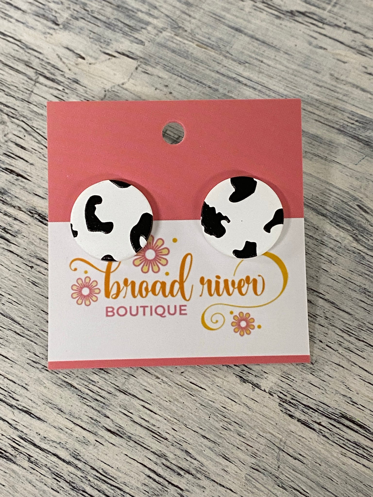 Cow Round Stud Earrings